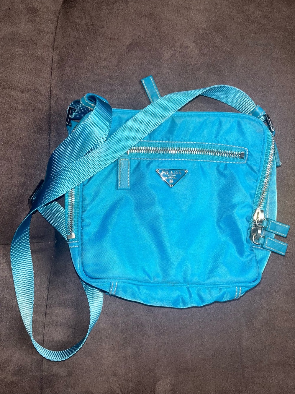 Prada Turquoise Blue Nylon Crossbody Bag